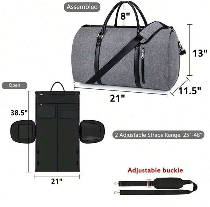 45 L Hand Duffel Bag - Airline Foldable

Convertible luggage Garment 2 in 1 Hanging

Duffle bag - Large Capacity